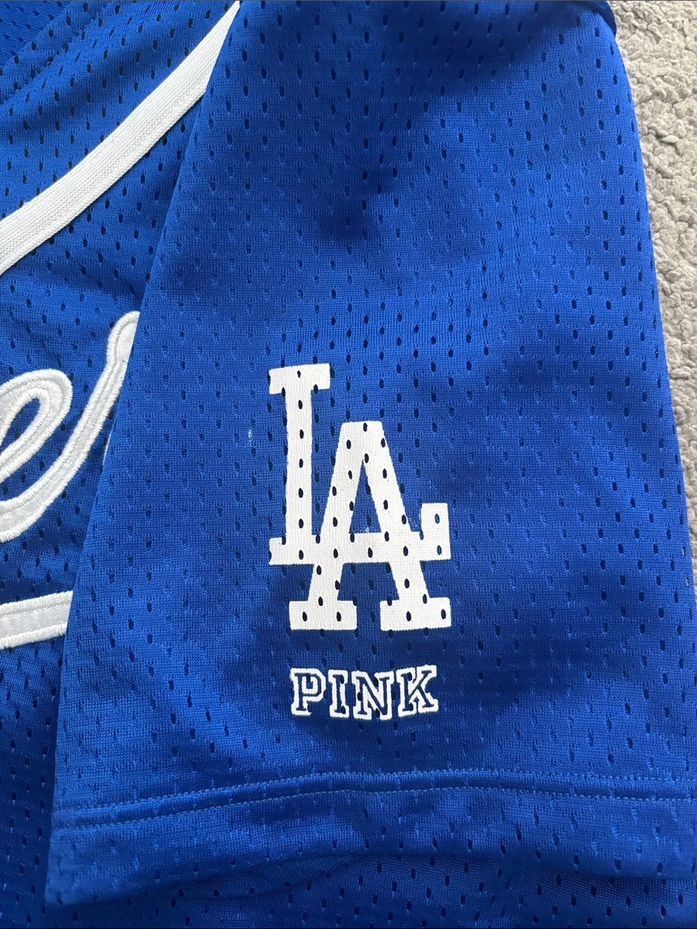 PINK Victoria's Secret Dodgers Royal Blue and White Baseball Jersey - Picture 5 of 6